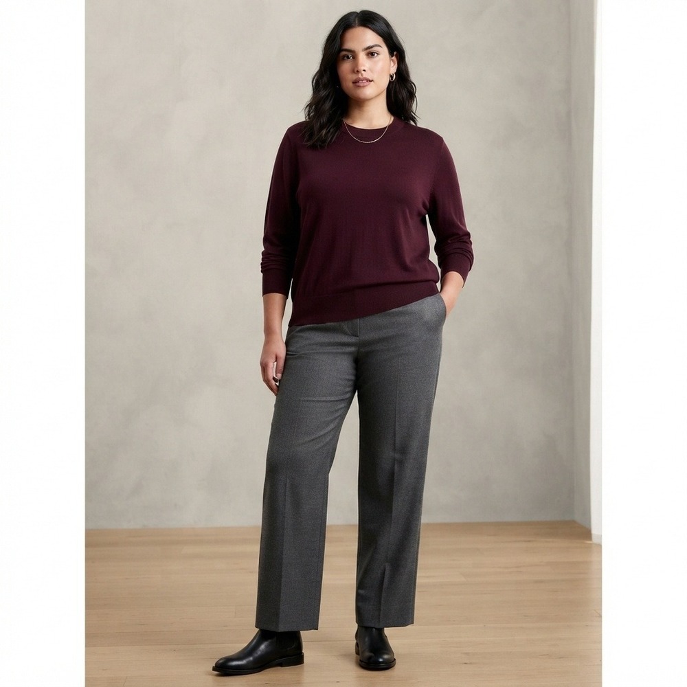 Banana Republic Silk Cashmere Relaxed Sweater Crewneck Burgundy Large